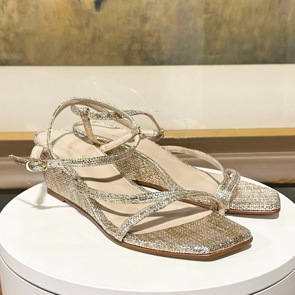 🌹STUART WEITZMAN 🌹 Oasis 50 Wedge Sandal In Gold Size: 9B - Picture 7 of 10
